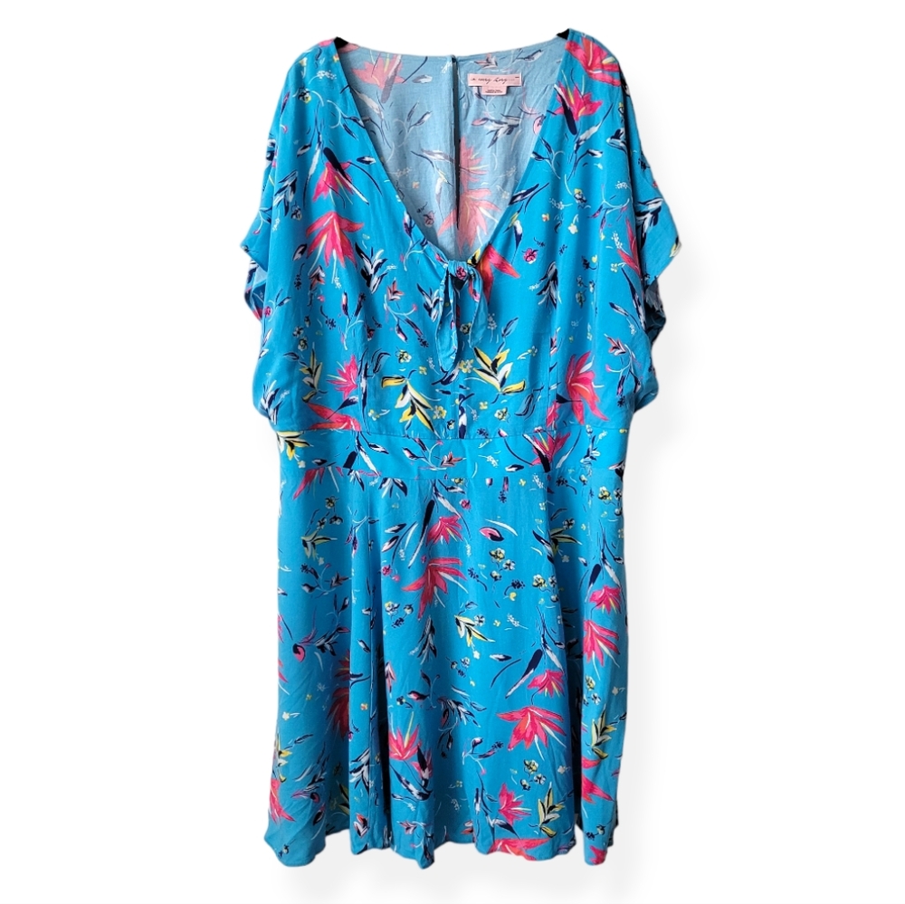 In Every Story Tropical Blue Floral Midi Dress size 2X